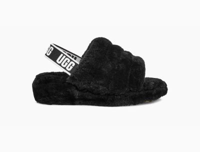 UGG Fluff Yeah Slide Womens Slippers Black - AU 157XT